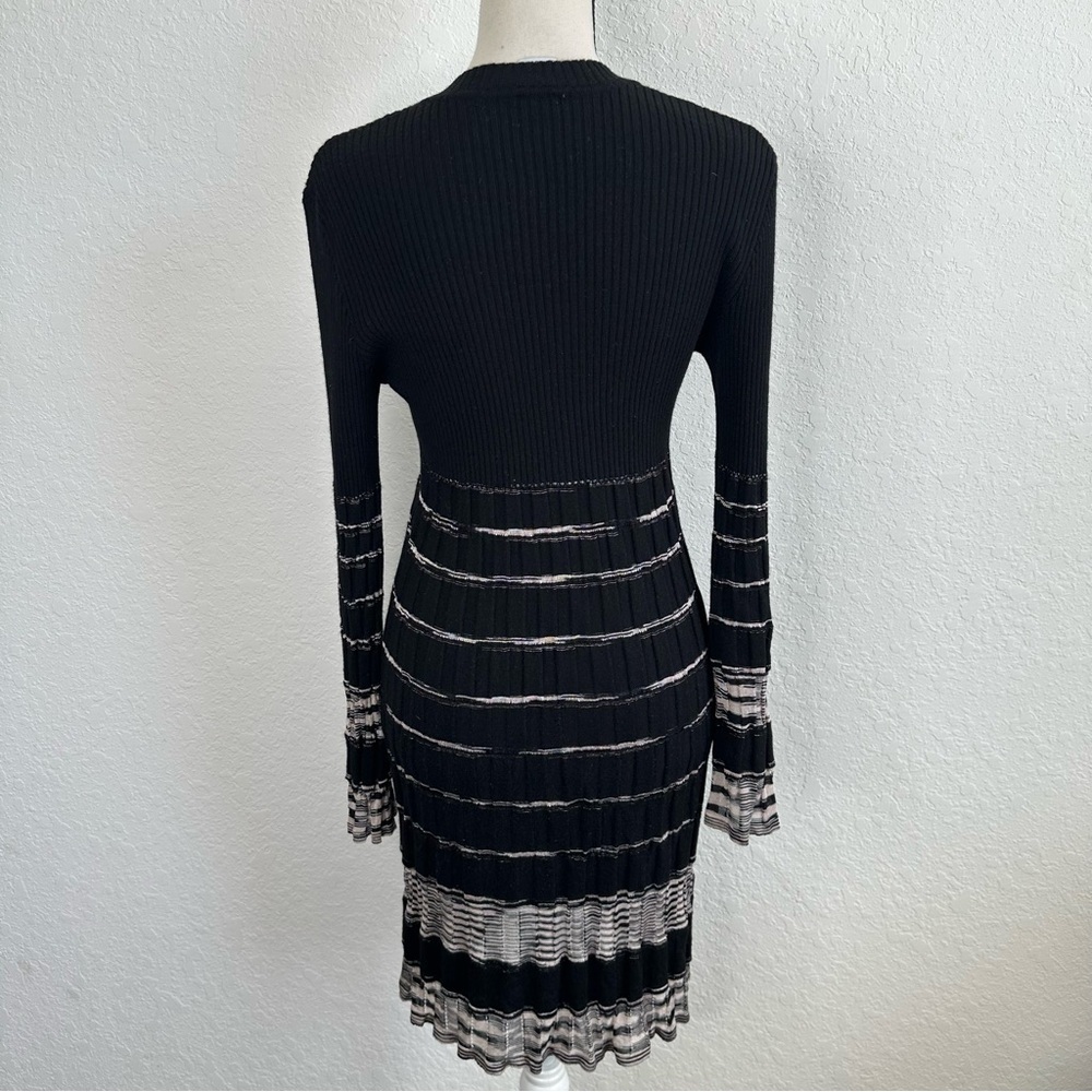 Missoni Black and White Sheath Striped Dress with Bishop Sleeves Wool Blend 12 - Picture 2 of 8